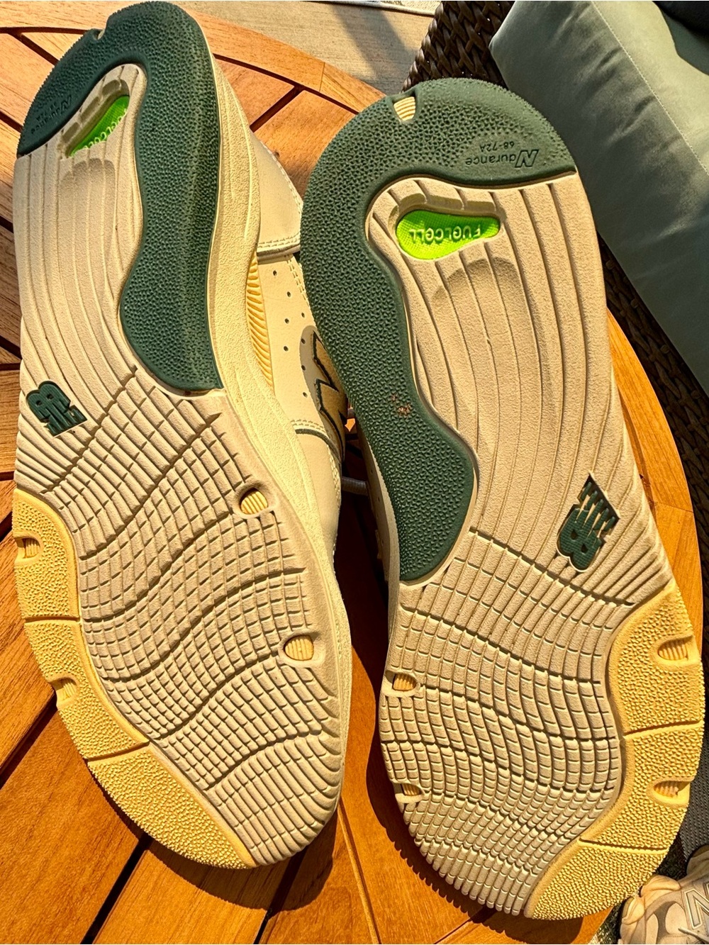 New Balance Tiago Ortholite Men's Cream and Green Casual Sneakers - Picture 3 of 5